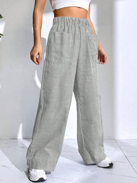 Womens Striped Plaid Printed Wide-Leg Pants