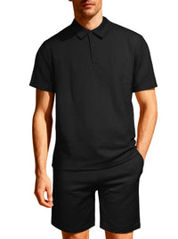 Jacquard Solid-color Loose-fitting Mens Casual Sportswear Set