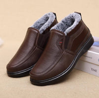 Fleece-lined Thick Waterproof Leather Cotton Shoes