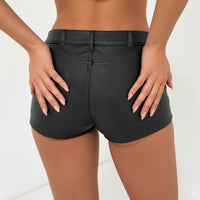 European And American-style PU Leather Casual Hip-hugging Shorts