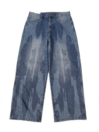 American-style Relaxed Straight-leg Washed Denim Jeans