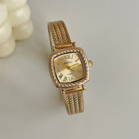 Golden Roman-style Square Watch For Women