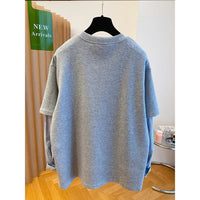Korean-style Relaxed Faux Two-piece Long-sleeve Top