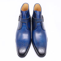 Fashion Casual Short Pointed Toe Trend Low Top Men's Boots Leather