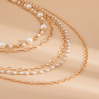 Cold Stringed Pearls Long Necklace Suit