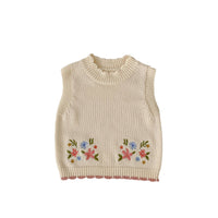 Autumn Children's Cute Embroidered Round Neck Pullover Vest