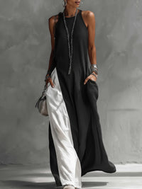 Womens Sleeveless Loose-Fit Off-Shoulder Dress With Pockets