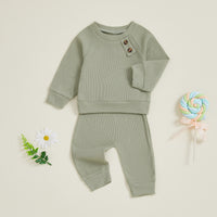 Solid Color Baby Top And Pants Set