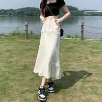 Summer New Women's Denim Skirt High Waist Denim Fishtail Skirt Loose And Slimming