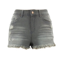 Ripped Stretch Denim Womens High-Waist Shorts
