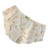 Fruit Printed Ice Silk Sweet Style Cotton Crotch Large Size Briefs