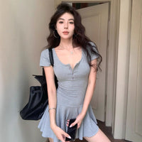U-neck Short-sleeve Dress For Women