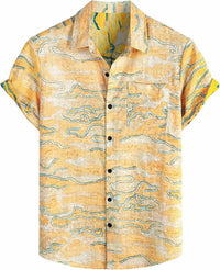 Men's Hawaiian Casual Flower Short Sleeve Single-breasted Beach Tropical Shirt
