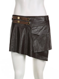 Retro Pocket Stitching A- Line Style Irregular With Personality Skirt