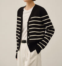 Classic Preppy Style Striped Knitted New All-match Sweater Jacket