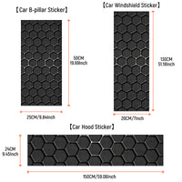 Customizable Hexagonal Honeycomb Design Windshield Hood B-Pillar Stickers Durable Self-Adhesive Car Exterior Decorations