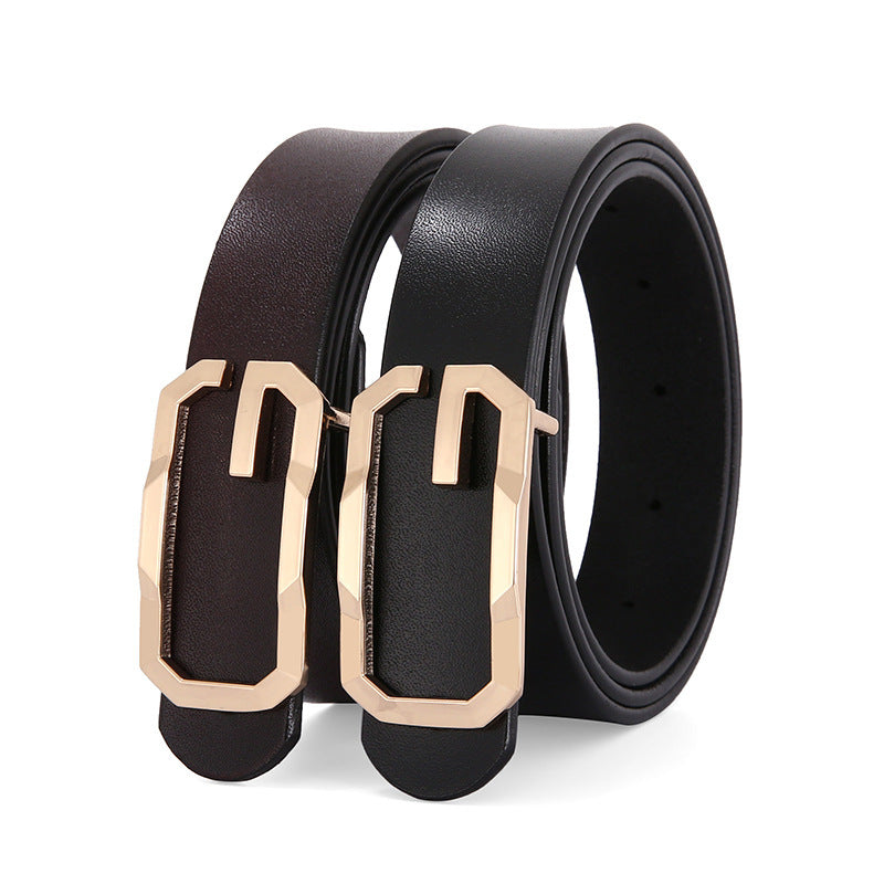 Belt Women's Genuine Leather Simple Smooth Buckle