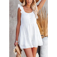 Solid Color Short Sleeve Backless Jumpsuit