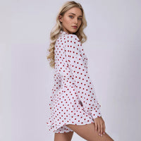 Love Print Long Sleeve Set Tie Front Cardigan Loungewear