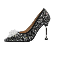 Fashion Pointed Shallow Mouth Rhinestone Sexy High Heels Look Thin
