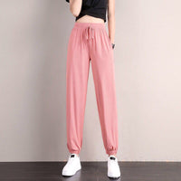 Ice Silk Wide-leg Pants Womens Summer Thin Draping, Loose-fit Style