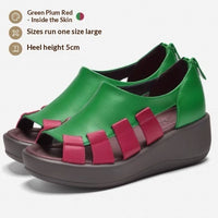 Womens Genuine Leather Wedge Sandals With A Thick Comfortable Sole