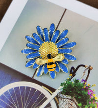 European And American New Enamel Sunflower Daisy Flower Bee Brooch Flower