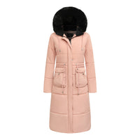 Women's Cotton Jacket Drawstring Cinched Hoodie Fleece-lined Warm