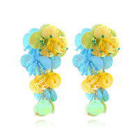European And American Exaggerated Dopamine Handmade String Bead Flower Earrings