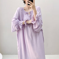 High-end Sleepwear Spring Autumn Round-neck Long Dress
