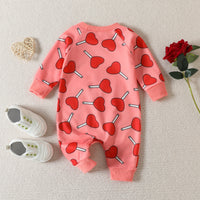 Cartoon Love Printed One-piece Romper