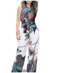Women's Fashionable Retro Printed Jumpsuit