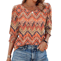 Women's Loose Casual Print Round Neck Top