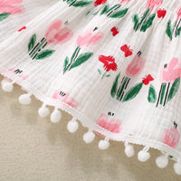 Baby Girl Cute Flowers Sling Half-length Lace Skirt Shorts Suit