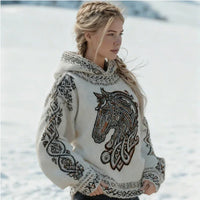 AutumnWinter Hooded Knitwear 3D Digital Print Unisex Crew-Neck Pullover Sweater For Men And Women