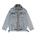 Spring And Autumn Stitching Contrast Color Washing Loose All-match Pu Handsome Denim Jacket