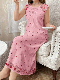 Cherry-print Lace-panelled Sleeveless Dress