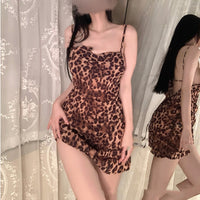 Chiffon Leopard Print Slip Nightdress