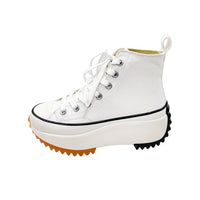 Large Size Women's High-top Canvas Shoes New Korean Style Sports Casual Shoes Versatile Platform Round Toe White Shoes