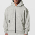 Fall Winter Men's Solid Color Long-sleeve Zipper Hooded Sports Casual Fleece Warm Sweatshirt