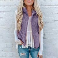 Women's Pocket Zipper Top Plush Vest