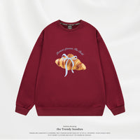 Korean-style Loose Croissant-horn Crew-neck Womens Hoodie