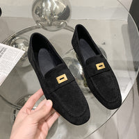 Fashion Women British Loafers Square Toe Gommino