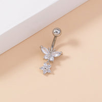 Micro-inlaid Butterfly Belly Button Piercing With Zircon
