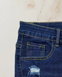 Womens Denim Cropped Ripped Pants