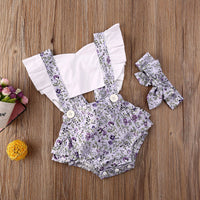 Ins New Girl Flying Sleeve SUNFLOWER Triangle Rompers Headband