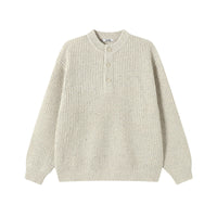 Mens Thick Simple Henley-Neck Sweater For Fall And Winter