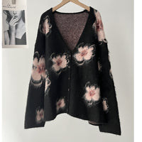 Women's Autumn And Winter New Flower Sweater Coat Top