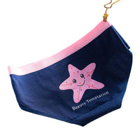 Cotton Mid Waist Cartoon Printed Starfish Combination Women's Briefs