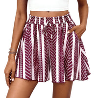 High-waisted Floral Print A-line Shorts Womens Casual Loose Shorts